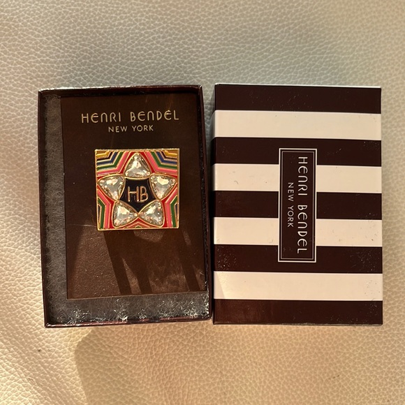 PRETTY LITTLE HENRY BENDEL SIGNATURE SPARKLY ENAMEL & GOLD PIN - RARE - Picture 9 of 12